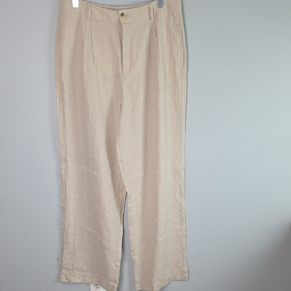 Womens MNG Mango cream linen pants size 10
